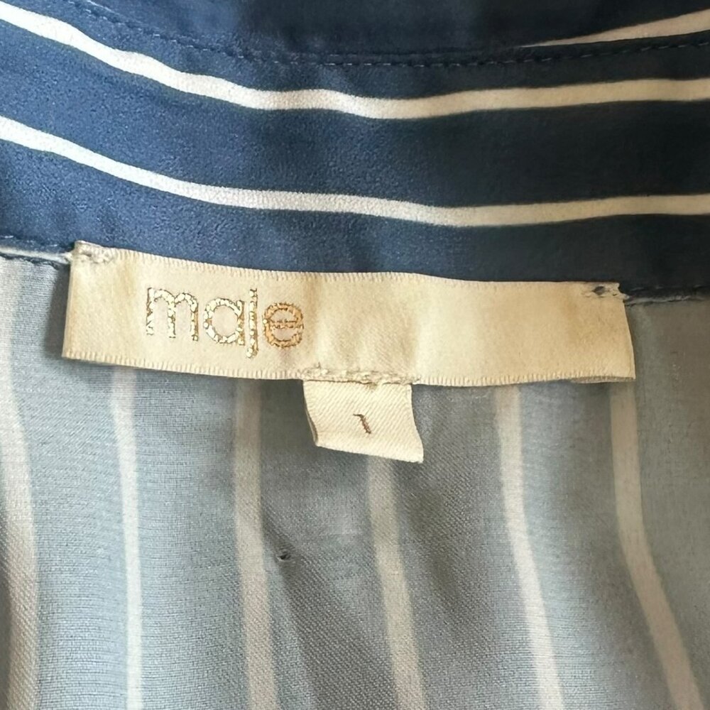 Maje Blue and White Striped Wrap Blouse - Picture 14 of 14